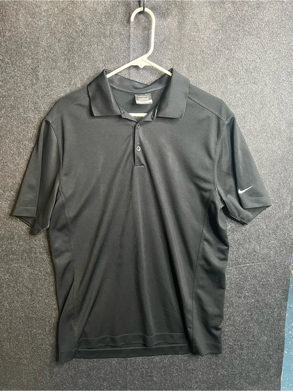 Nike Golf Dri-Fit Mens Black Moisture Wicking Polo Shirt Size L Performance Wear